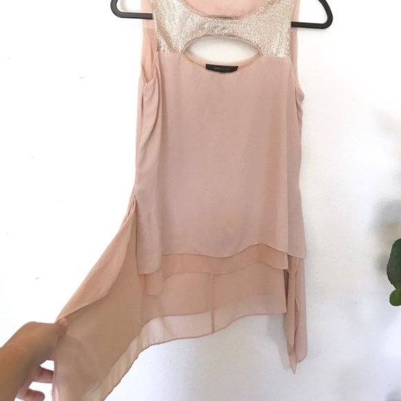 BCBGMaxAzria Blush Pink Chiffon Blouse Size S - Picture 5 of 7
